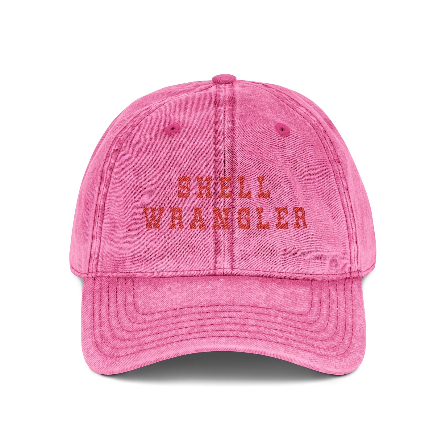 Pink Vintage Wash Dad Cap with Coastal Cowgirl Style and Shell-inspired embroidery Shell Wrangler Hat