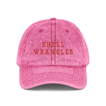 Pink Vintage Wash Dad Cap with Coastal Cowgirl Style and Shell-inspired embroidery Shell Wrangler Hat